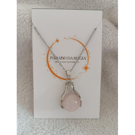 Colar Mãos de Bruxa Quartzo Rosa